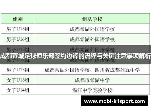 成都蓉城足球俱乐部签约边锋的流程与关键注意事项解析