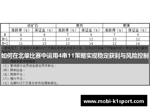 如何在北单比赛中运用4串11策略实现稳定获利与风险控制